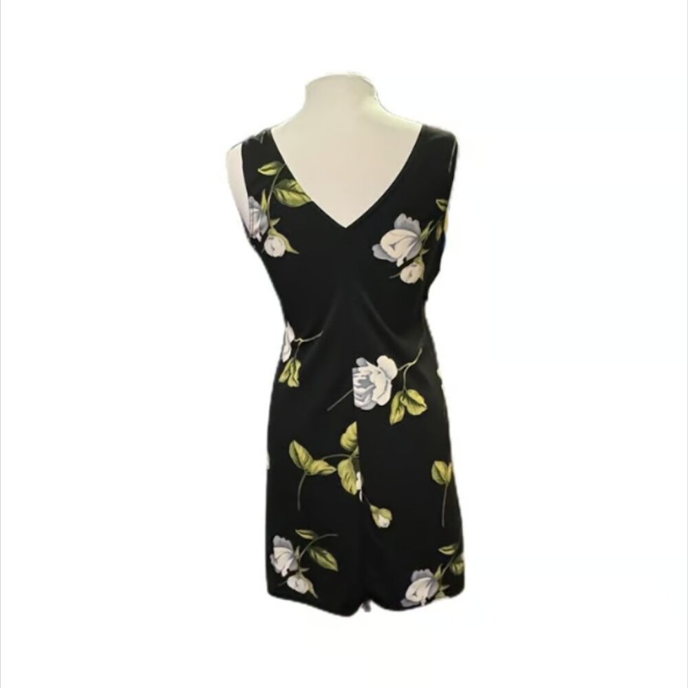 Gas & Co White Black Green Sleeveless Floral Mini Tailored Dress Quality Medium - Picture 3 of 12